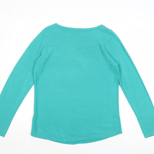 Bonmarché Womens Green Round Neck Acrylic Pullover Jumper Size 12