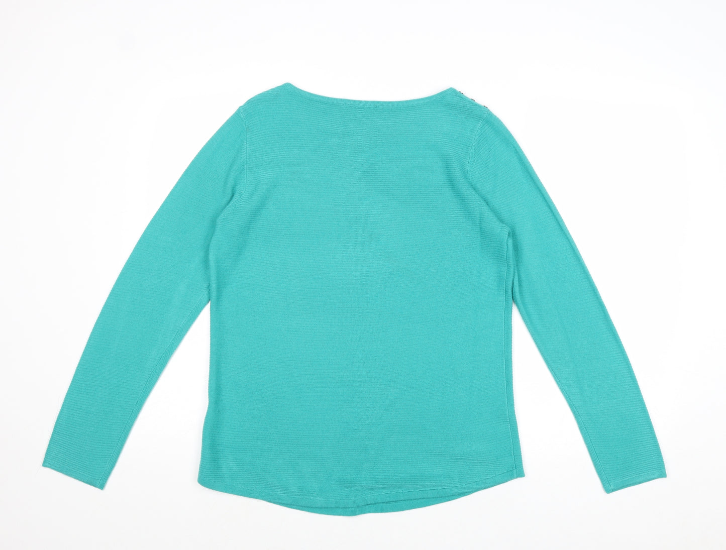 Bonmarché Womens Green Round Neck Acrylic Pullover Jumper Size 12