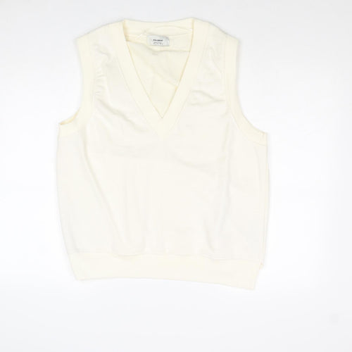 Pull&Bear Womens Ivory Cotton Pullover Sweatshirt Size M Pullover