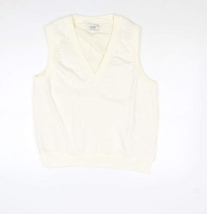 Pull&Bear Womens Ivory Cotton Pullover Sweatshirt Size M Pullover
