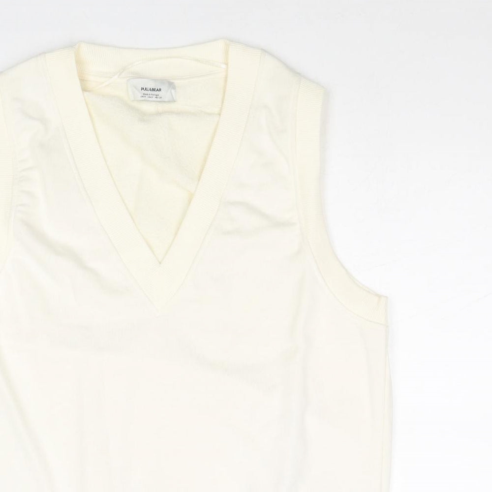 Pull&Bear Womens Ivory Cotton Pullover Sweatshirt Size M Pullover