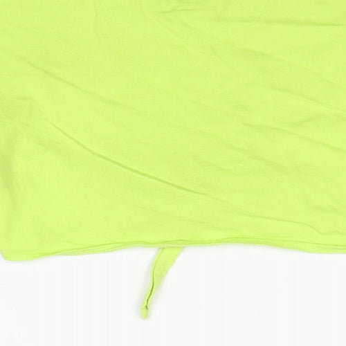 Reebok Girls Green Cotton Cropped T-Shirt Size 3-4 Years V-Neck Pullover