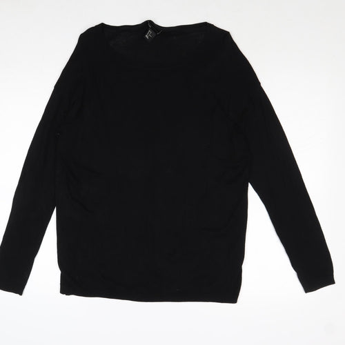 H&M Womens Black Round Neck Viscose Pullover Jumper Size M