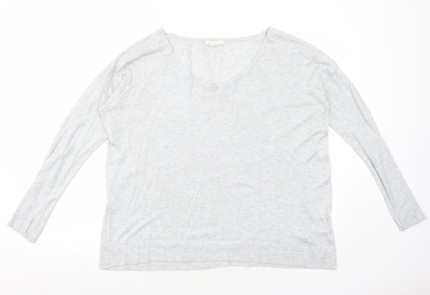 H&M Womens Grey Round Neck Viscose Pullover Jumper Size M