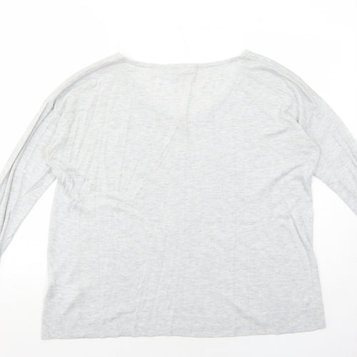 H&M Womens Grey Round Neck Viscose Pullover Jumper Size M