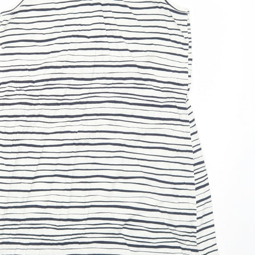 La Redoute Womens White Striped Cotton Basic Tank Size L Round Neck