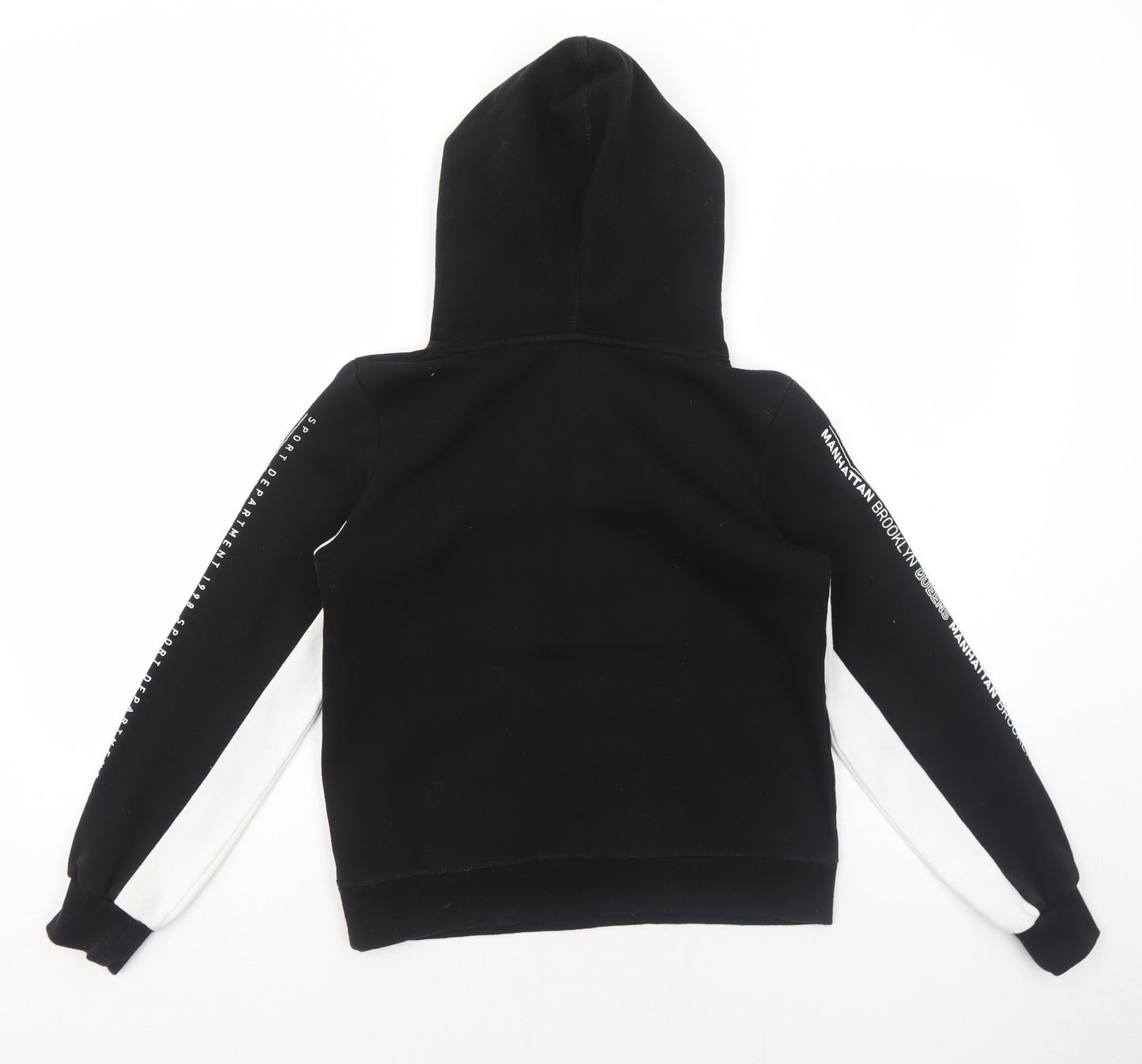 H&M Girls Black Colourblock Cotton Pullover Hoodie Size 10-11 Years Pullover - Manhattan