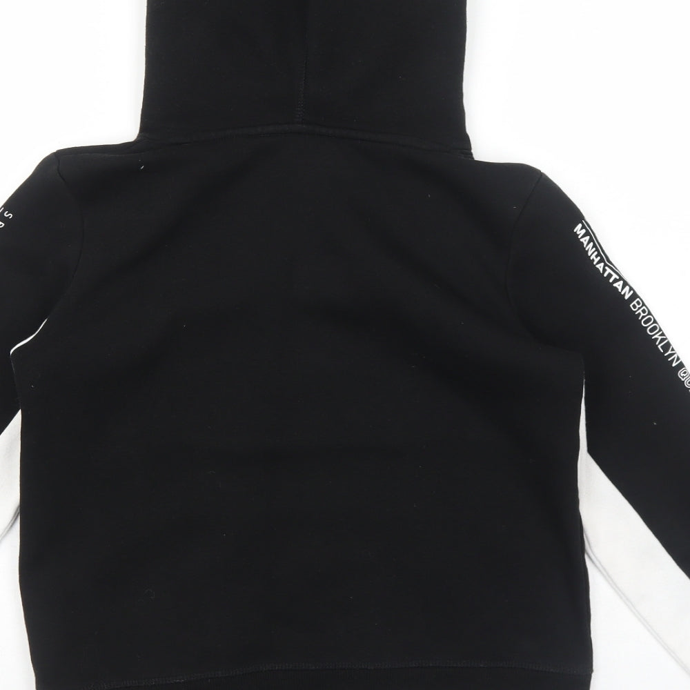 H&M Girls Black Colourblock Cotton Pullover Hoodie Size 10-11 Years Pullover - Manhattan