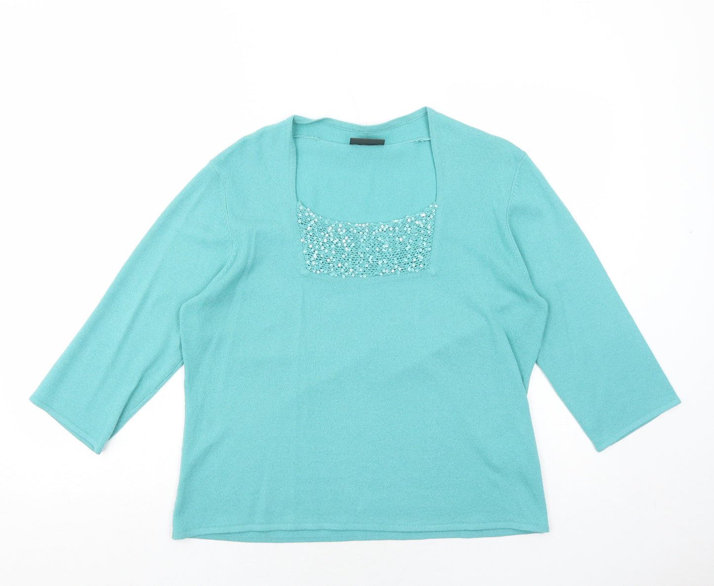 Alex & Co. Womens Blue Round Neck Acrylic Pullover Jumper Size 16