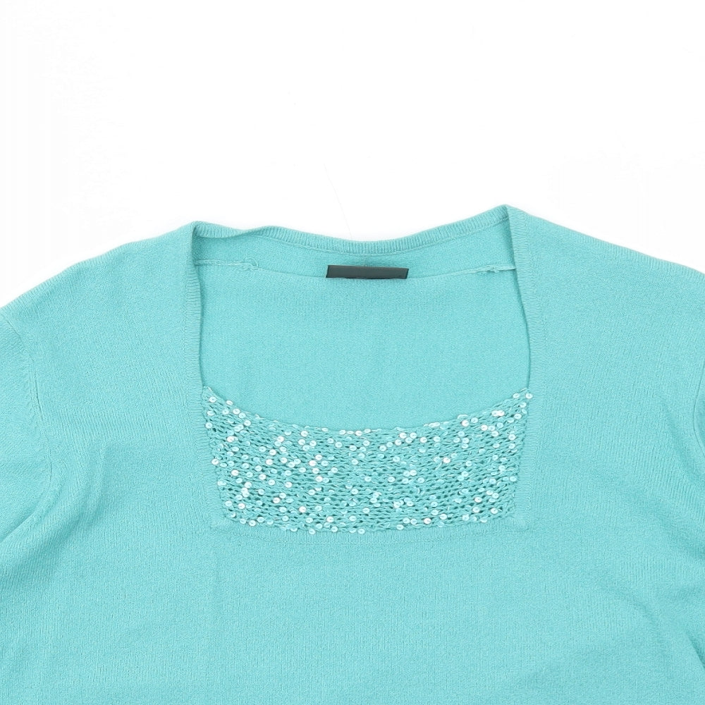 Alex & Co. Womens Blue Round Neck Acrylic Pullover Jumper Size 16