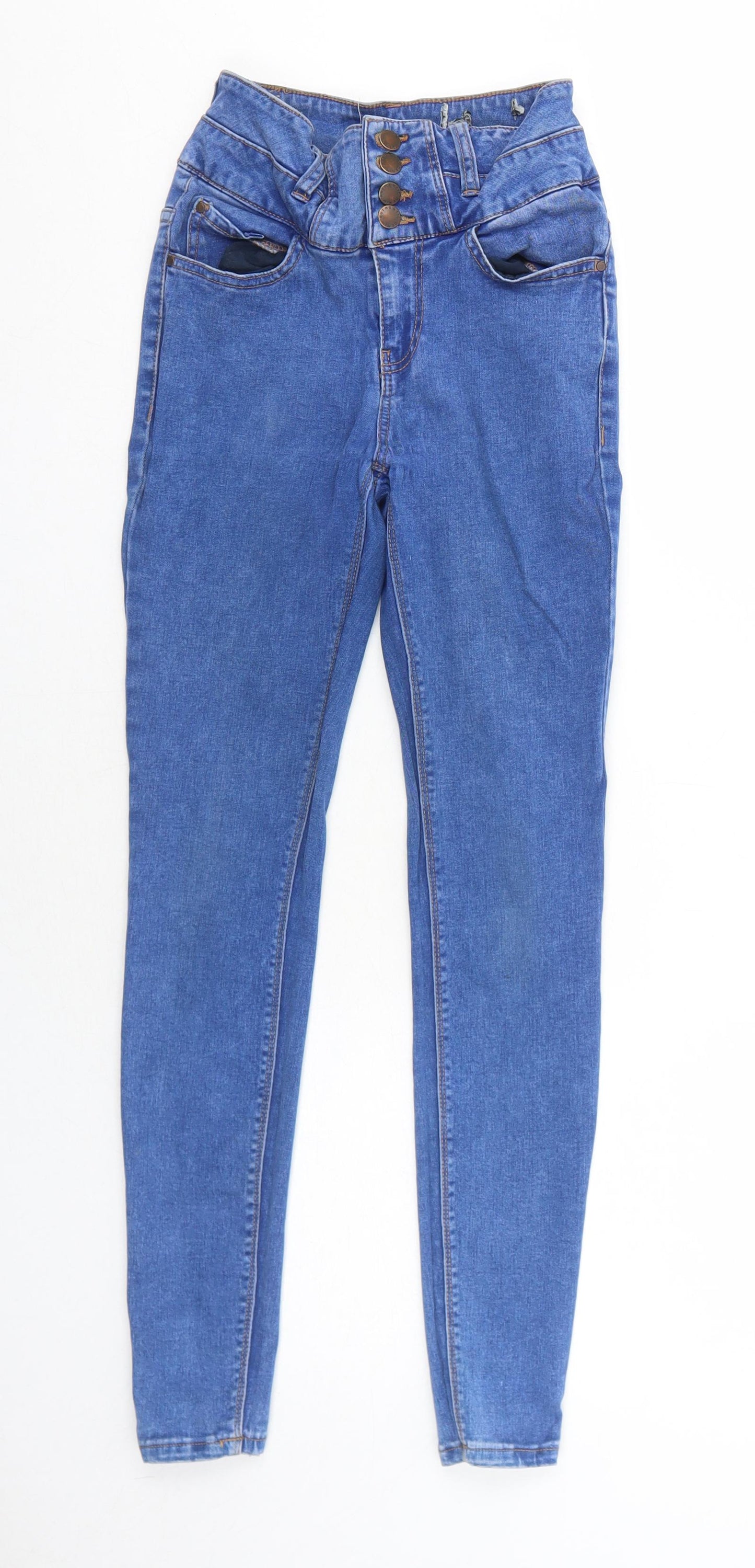 New Look Womens Blue Cotton Skinny Jeans Size 6 Regular Zip