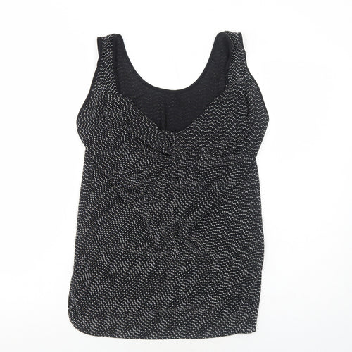 Oasis Womens Black Geometric Polyamide Basic Tank Size M Round Neck