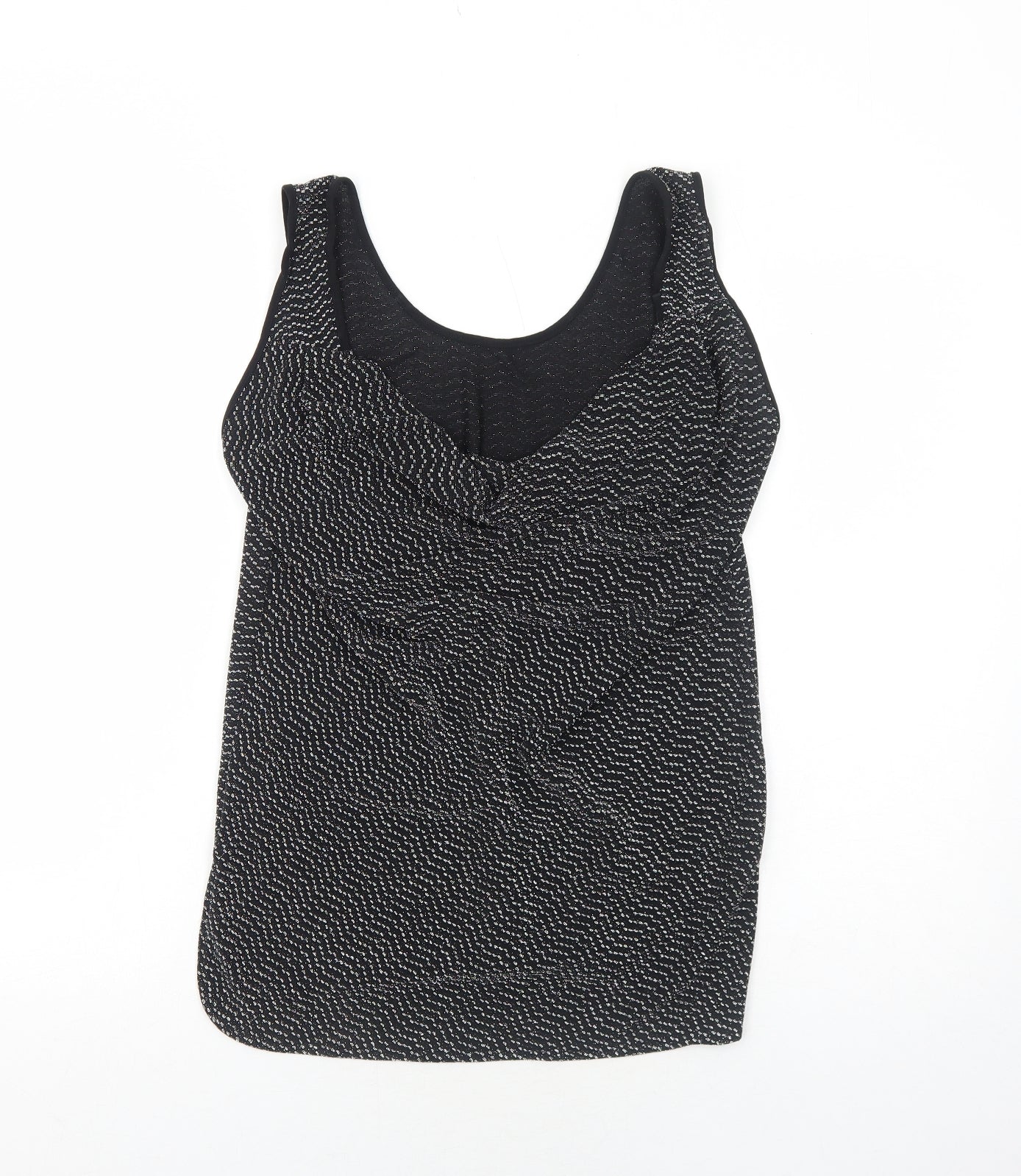 Oasis Womens Black Geometric Polyamide Basic Tank Size M Round Neck