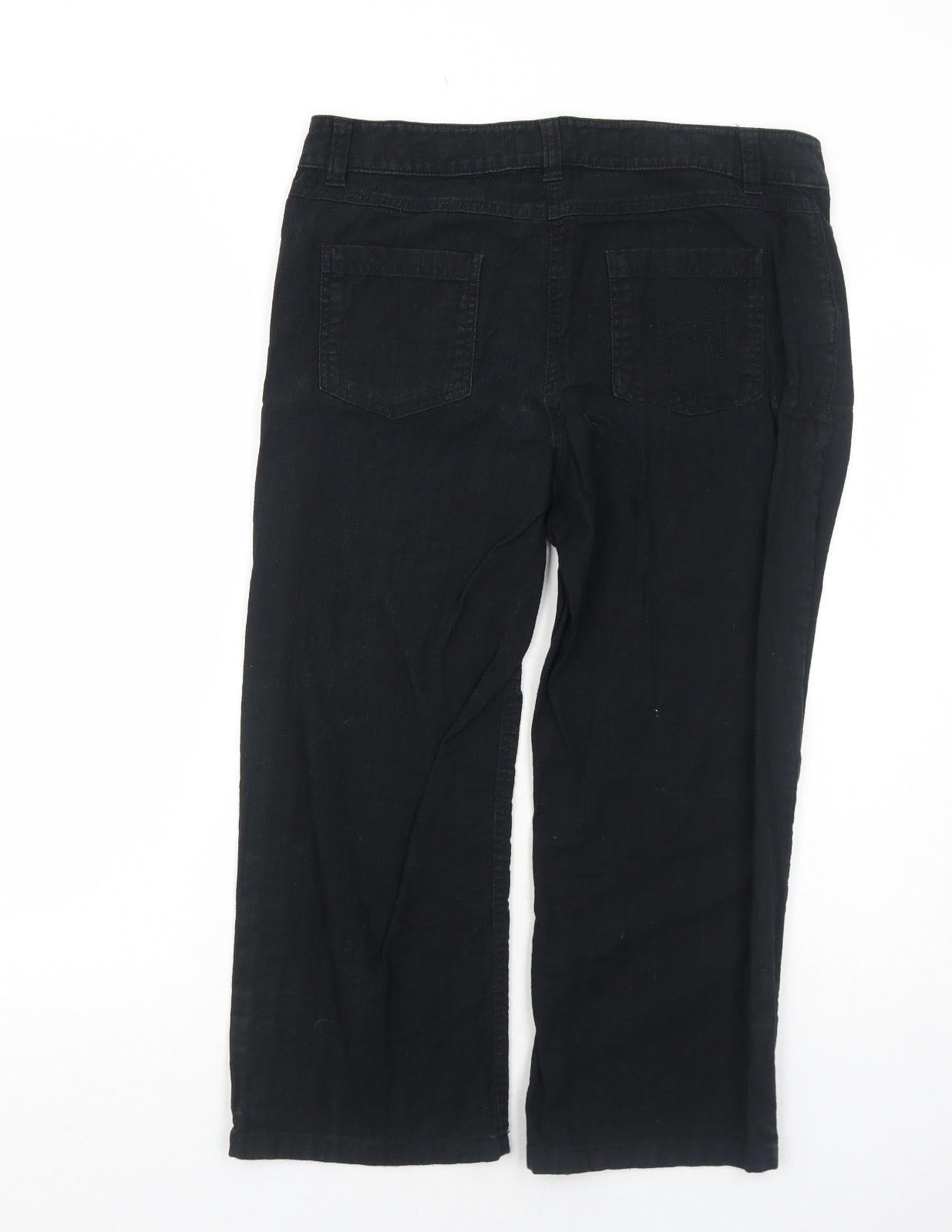 Per Una Womens Black Cotton Trousers Size 14 Regular Zip