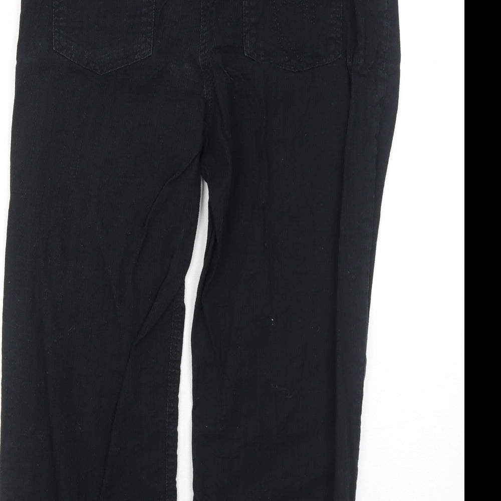 Per Una Womens Black Cotton Trousers Size 14 Regular Zip