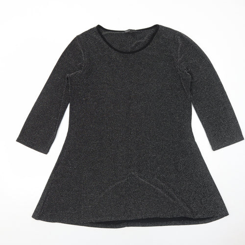Text Womens Grey Polyester A-Line Size 14 Boat Neck Pullover