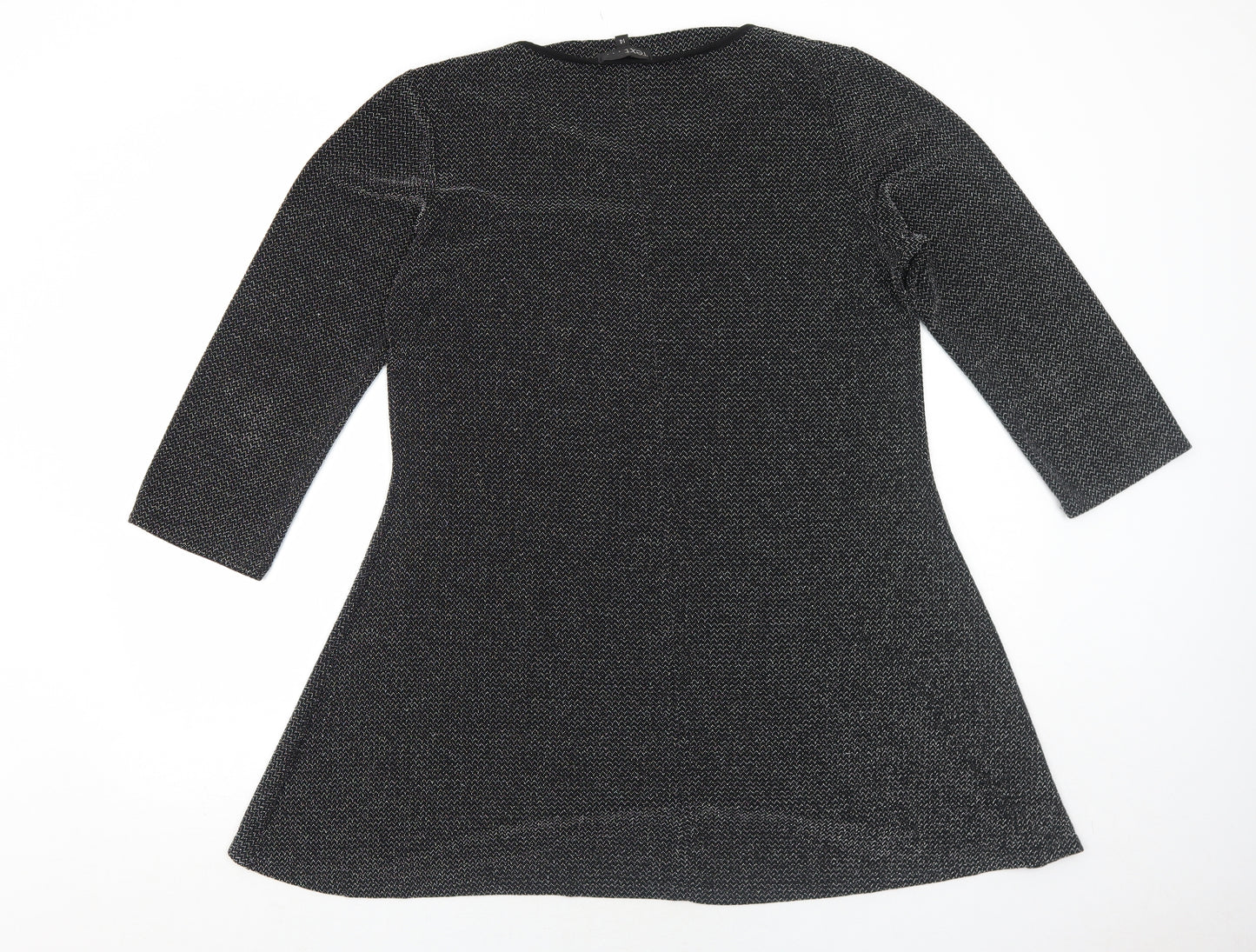 Text Womens Grey Polyester A-Line Size 14 Boat Neck Pullover