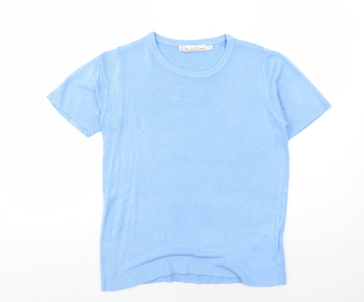 Pure & Natural Womens Blue Round Neck Acrylic Pullover Jumper Size 14 - Size 14-16