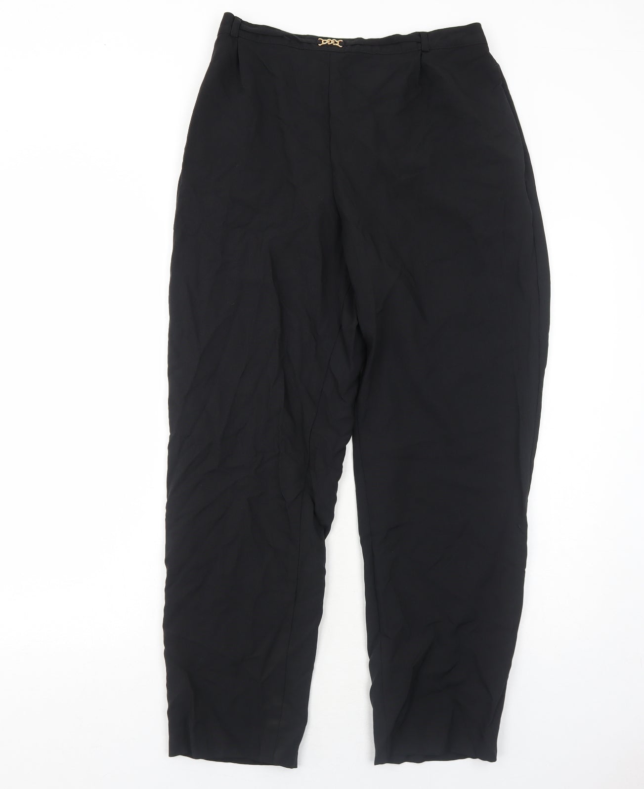 Marks and Spencer Womens Black Polyester Trousers Size 16 Regular