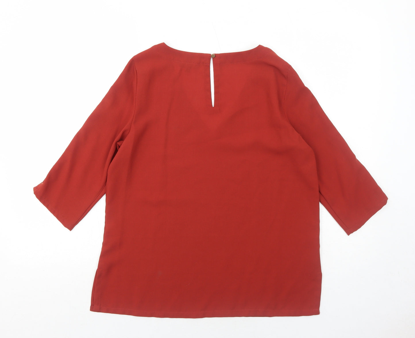 River Island Womens Orange Polyester Basic Blouse Size 8 V-Neck