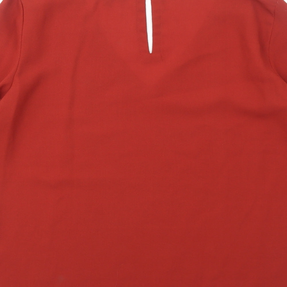 River Island Womens Orange Polyester Basic Blouse Size 8 V-Neck