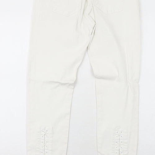 Zara Womens White Cotton Skinny Jeans Size 12 Regular Zip