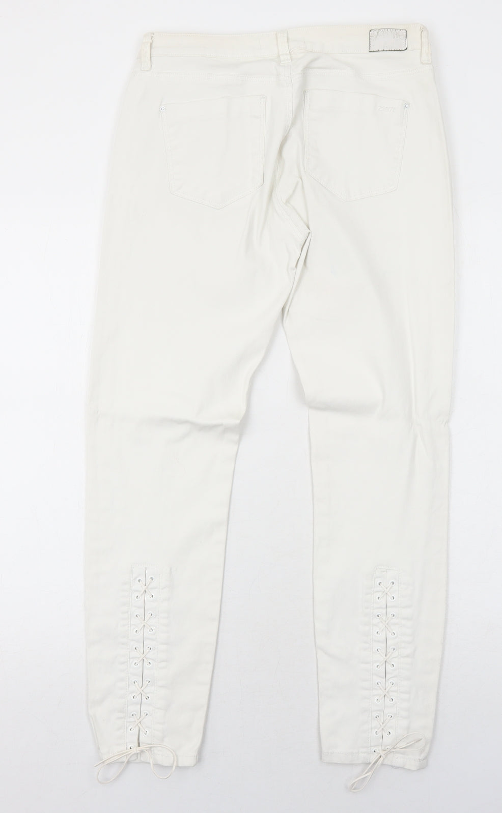 Zara Womens White Cotton Skinny Jeans Size 12 Regular Zip