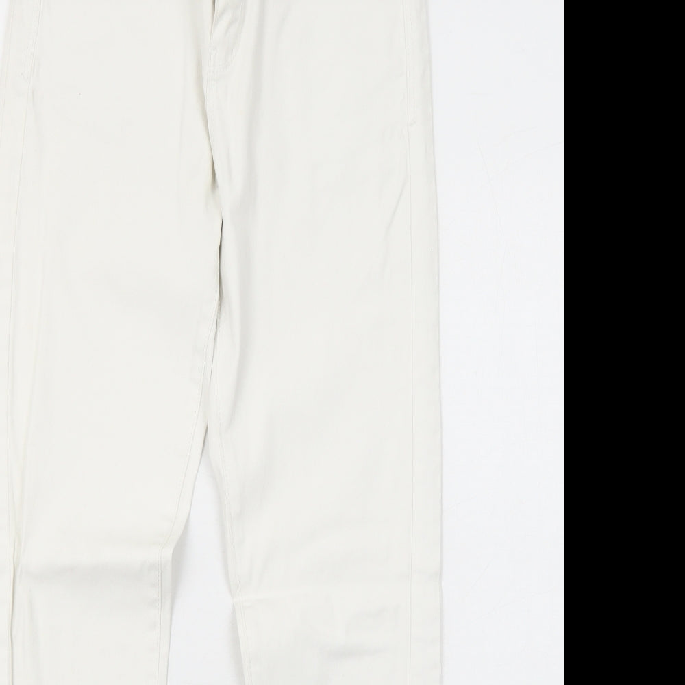 Zara Womens White Cotton Skinny Jeans Size 12 Regular Zip