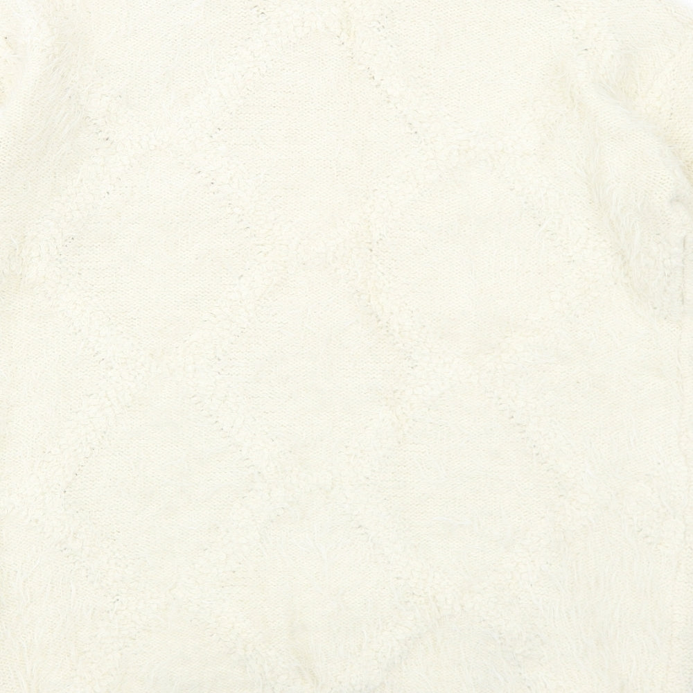 COTTON CLUB Womens Ivory Round Neck Polyamide Pullover Jumper Size S - Size S-M