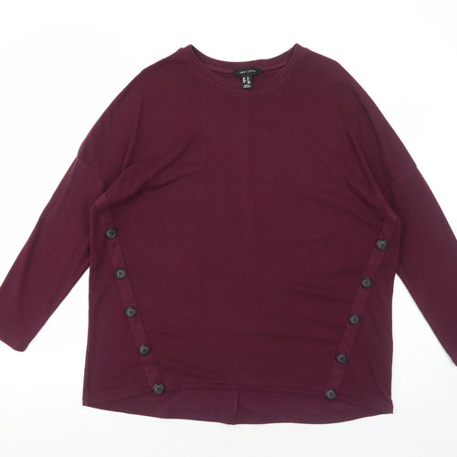 New Look Womens Purple Round Neck Polyester Pullover Jumper Size 12