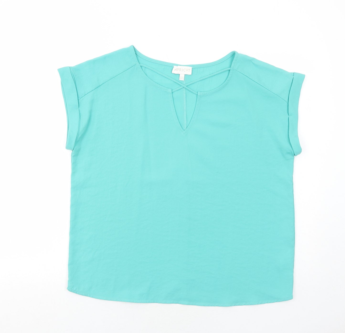 Apricot Womens Blue Polyester Basic Blouse Size 12 V-Neck