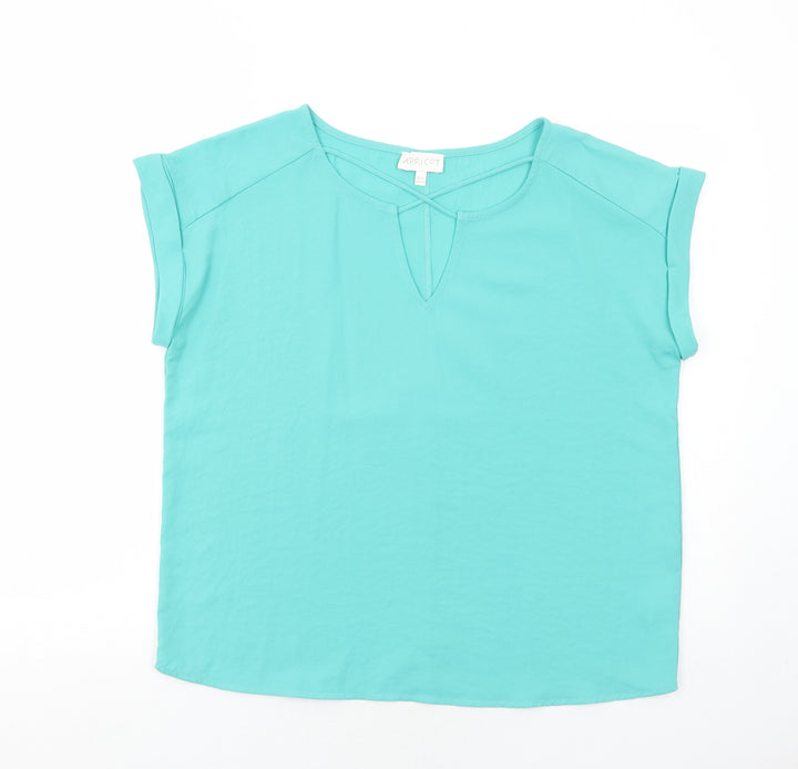 Apricot Womens Blue Polyester Basic Blouse Size 12 V-Neck