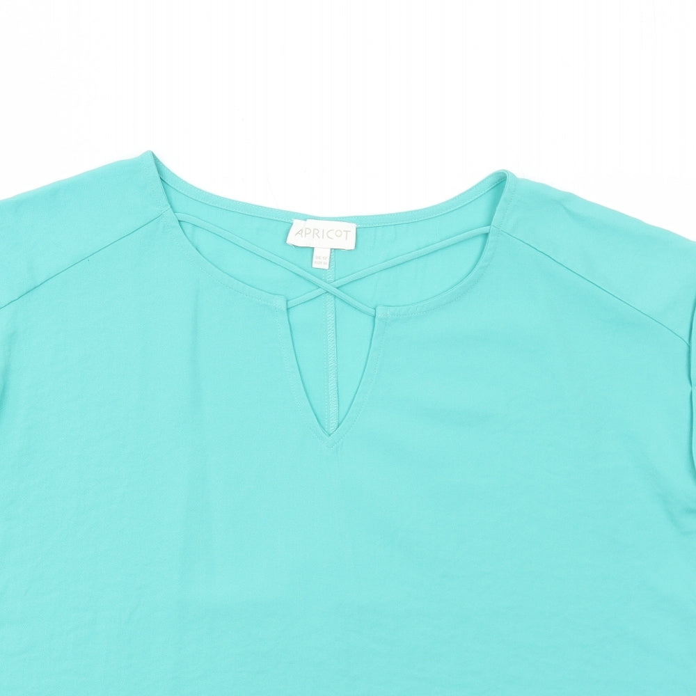 Apricot Womens Blue Polyester Basic Blouse Size 12 V-Neck