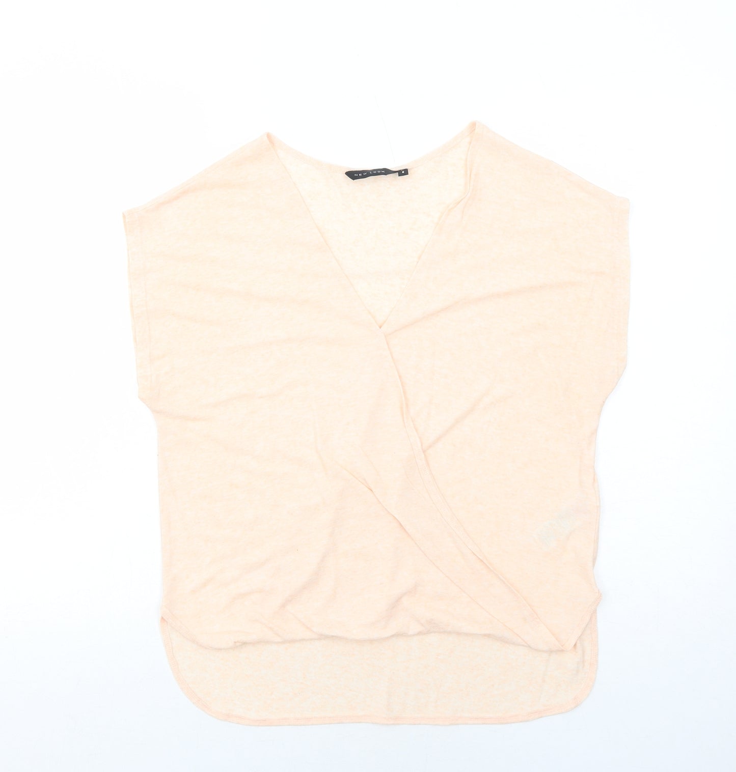New Look Womens Pink Polyester Basic Blouse Size 8 V-Neck