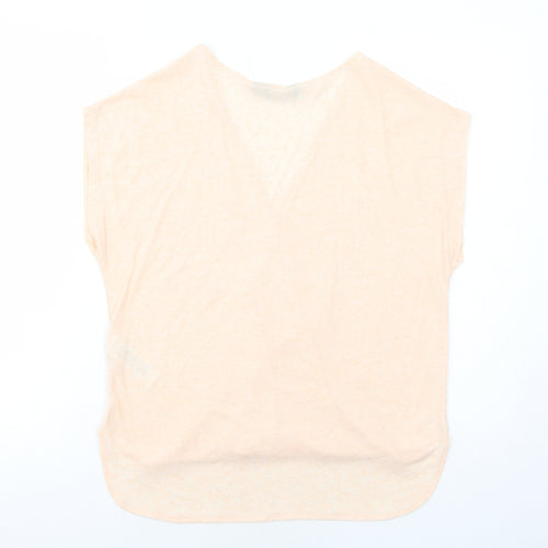 New Look Womens Pink Polyester Basic Blouse Size 8 V-Neck