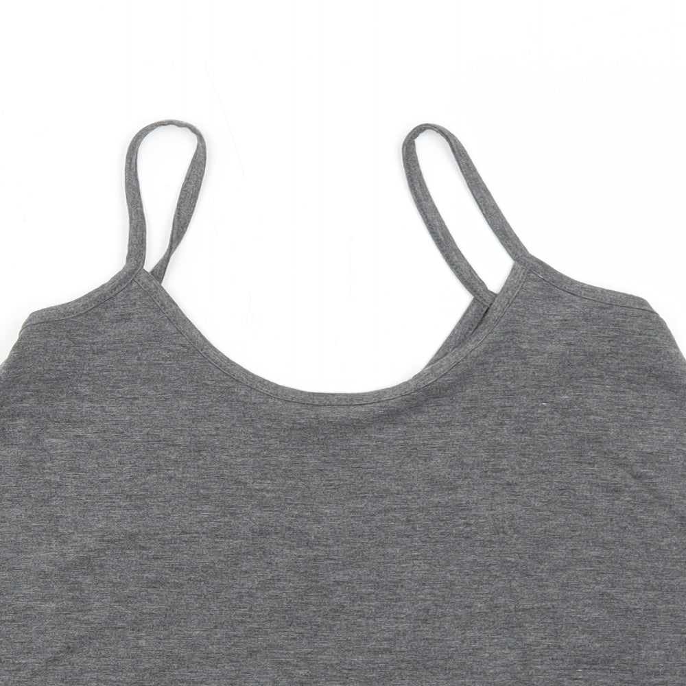 Boohoo Womens Grey Polyester Basic Tank Size 8 Round Neck