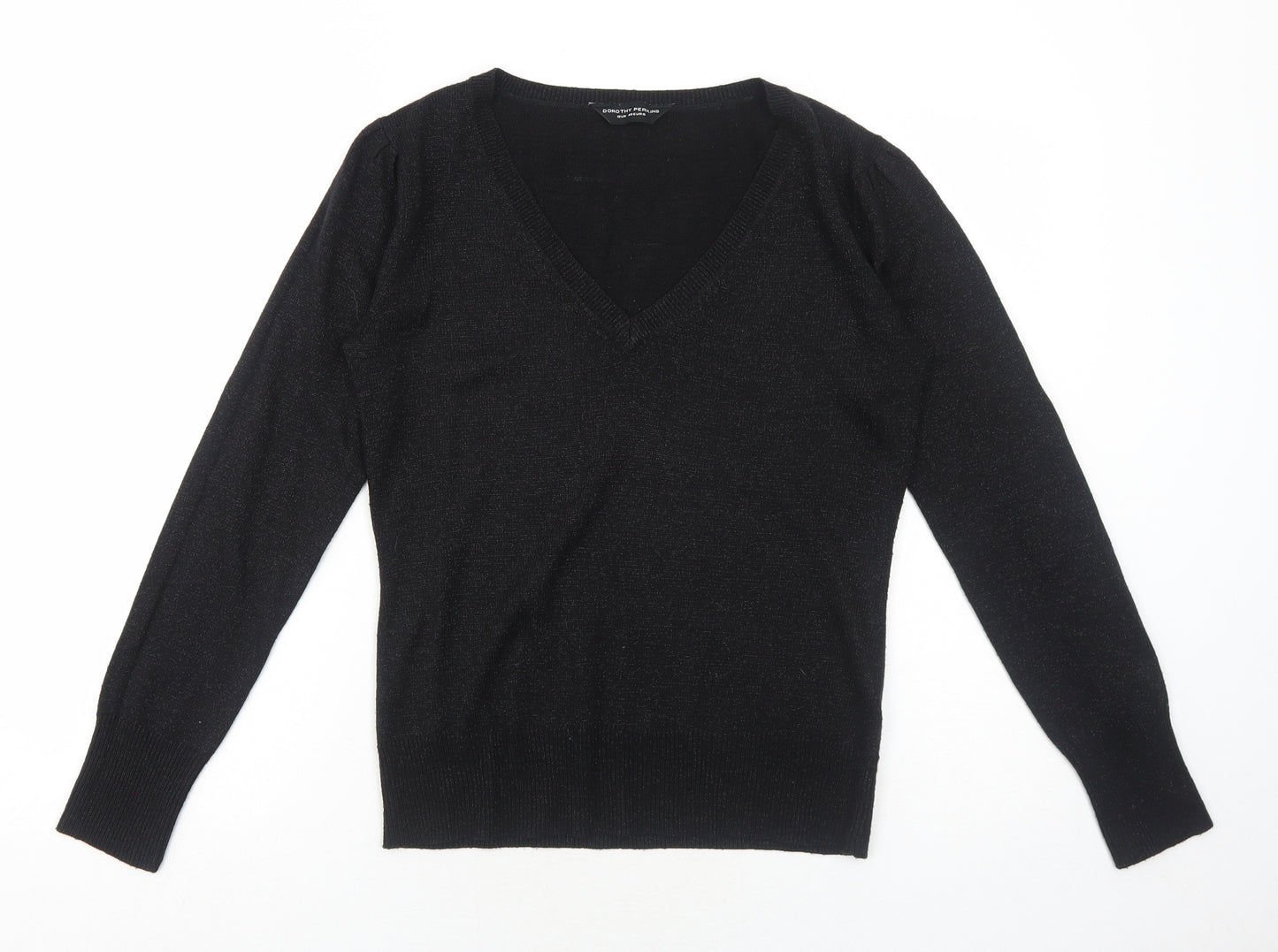 Dorothy Perkins Womens Black V-Neck Acrylic Pullover Jumper Size 12