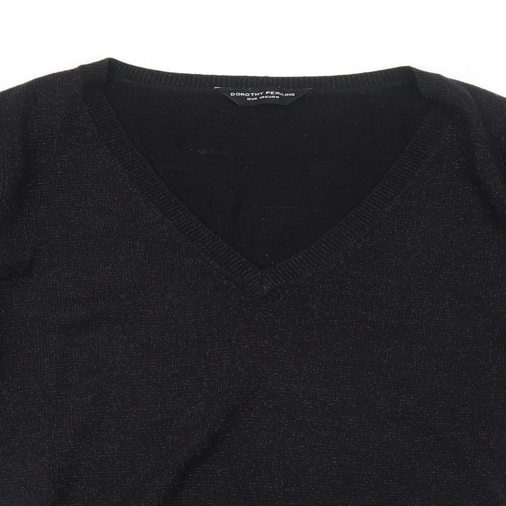 Dorothy Perkins Womens Black V-Neck Acrylic Pullover Jumper Size 12