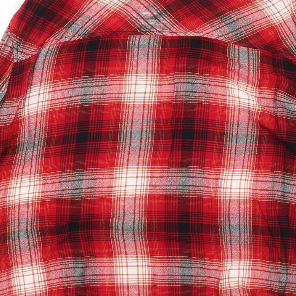 Ardene Womens Red Geometric Viscose Basic Button-Up Size M Collared