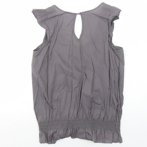 E-vie Womens Grey Cotton Basic Tank Size 14 Round Neck