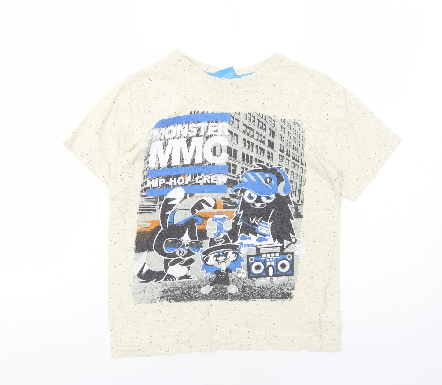 Moshi Monsters Boys Ivory Cotton Pullover T-Shirt Size 8-9 Years Round Neck Pullover