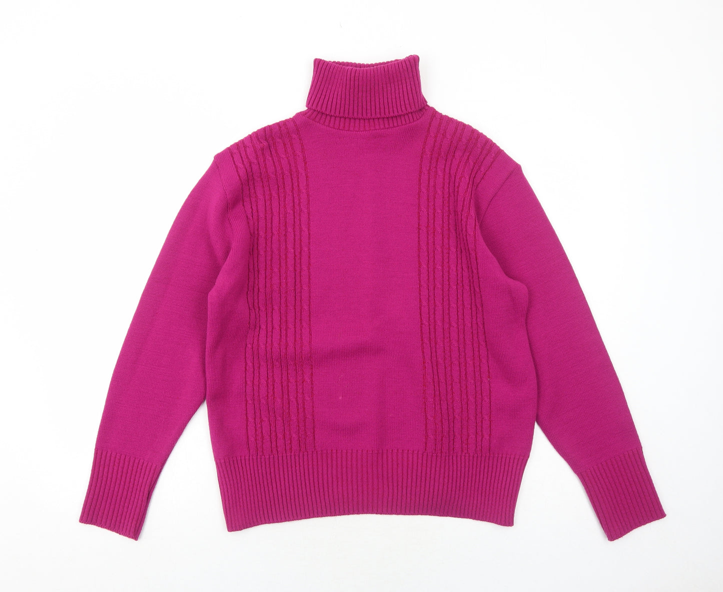 SK Collection Womens Pink Roll Neck Acrylic Pullover Jumper Size M