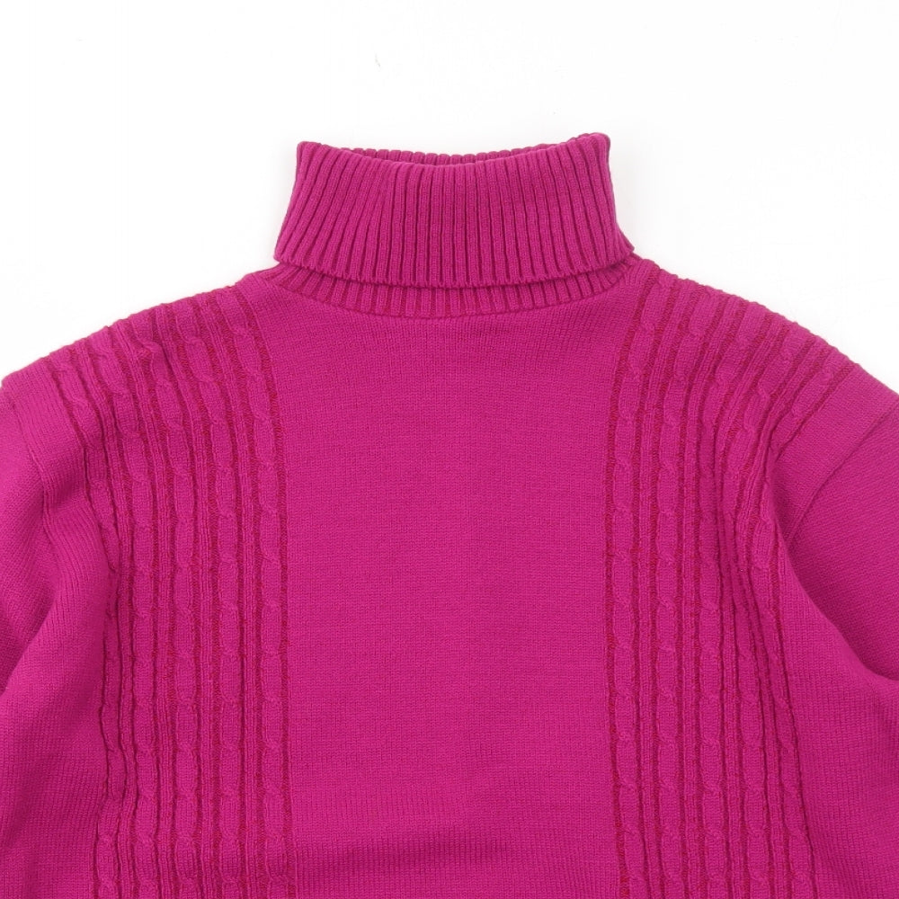 SK Collection Womens Pink Roll Neck Acrylic Pullover Jumper Size M