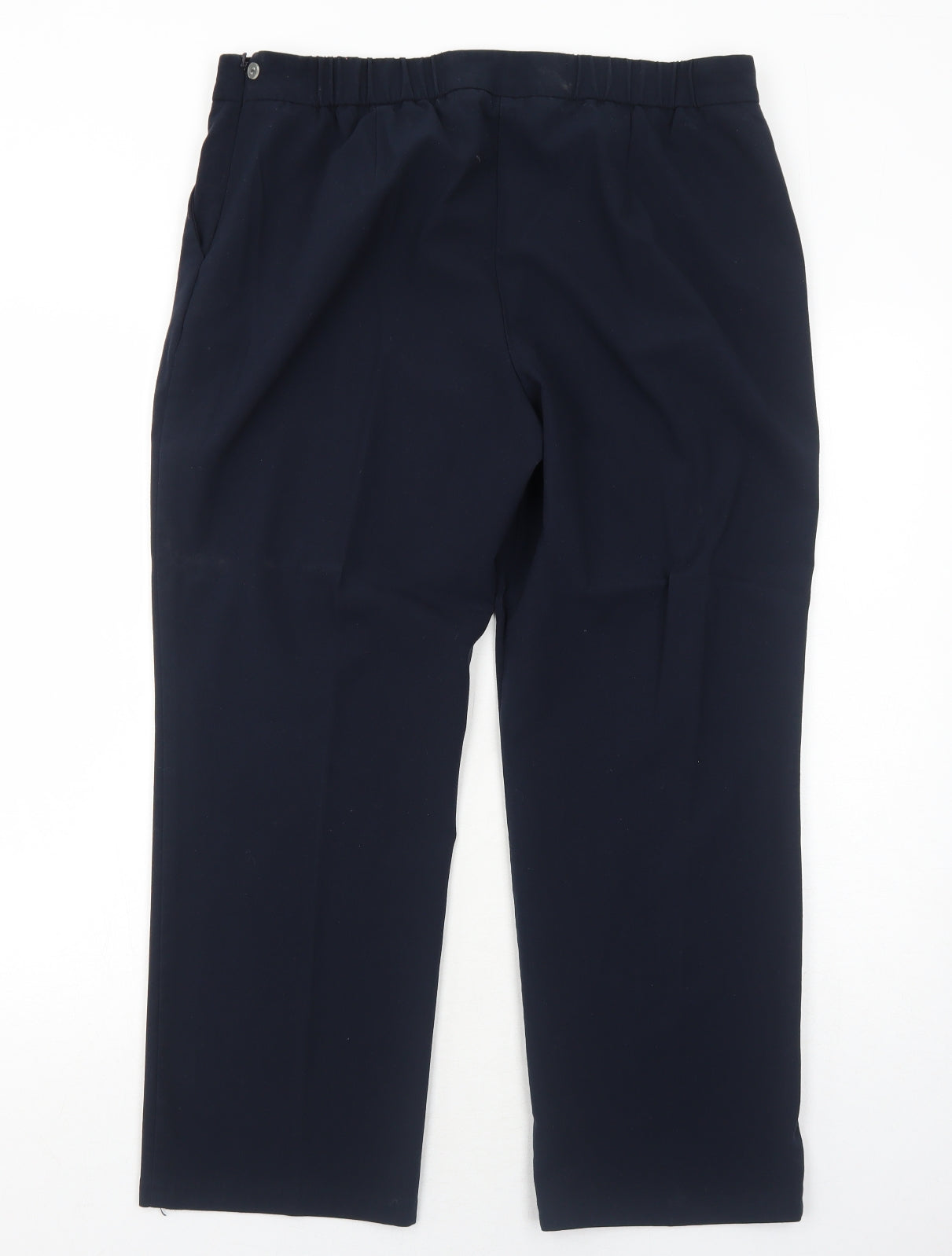 Marks and Spencer Womens Blue Polyester Cropped Trousers Size 16 Regular Zip