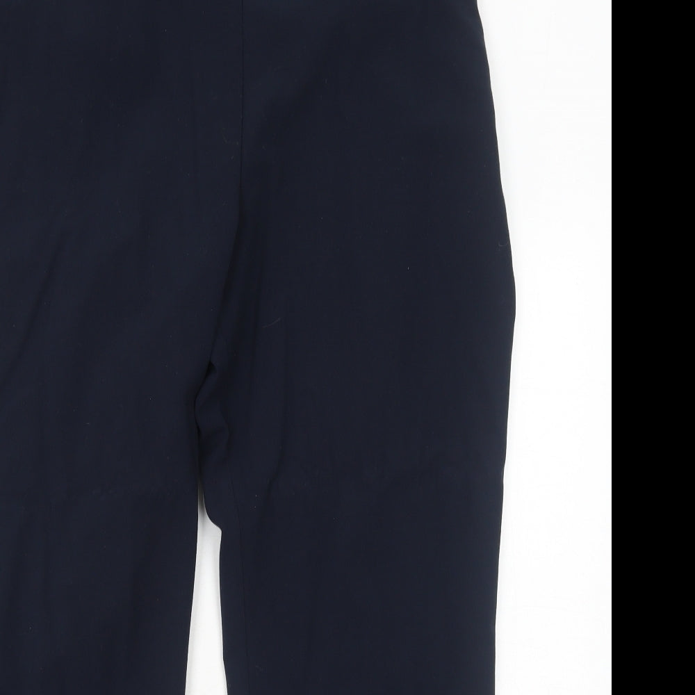 Marks and Spencer Womens Blue Polyester Cropped Trousers Size 16 Regular Zip