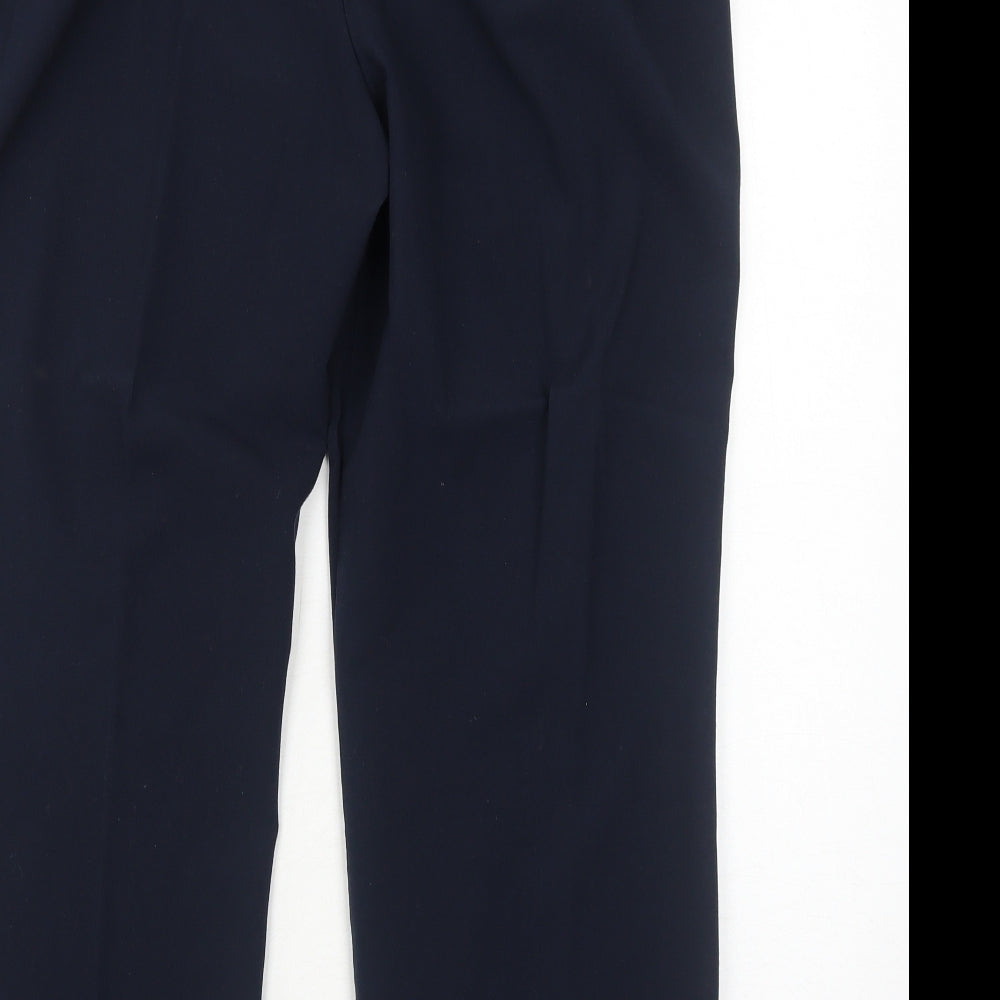 Marks and Spencer Womens Blue Polyester Cropped Trousers Size 16 Regular Zip