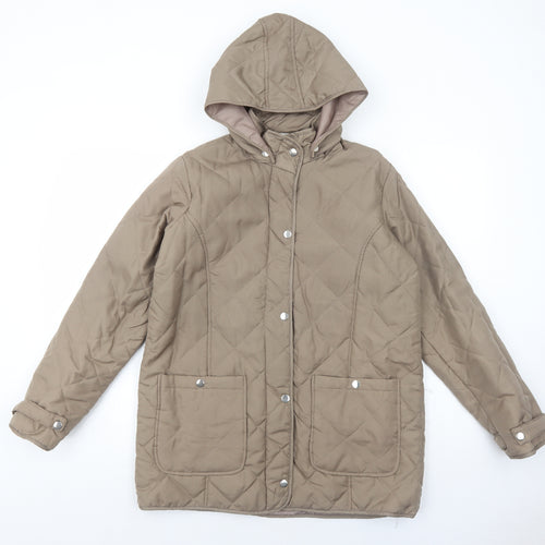 Anne De Lancay Womens Brown Quilted Jacket Size S Zip
