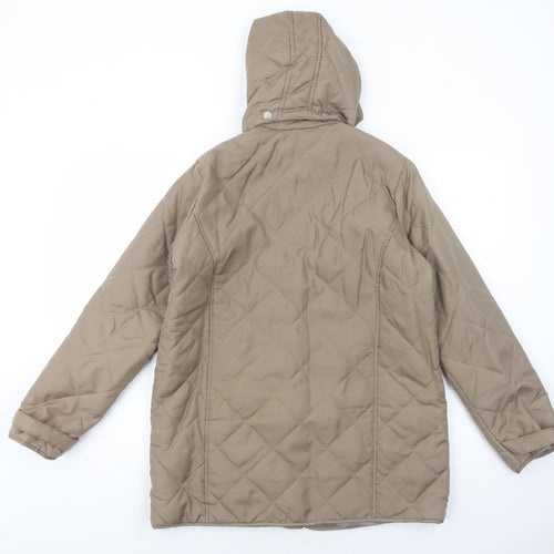 Anne De Lancay Womens Brown Quilted Jacket Size S Zip
