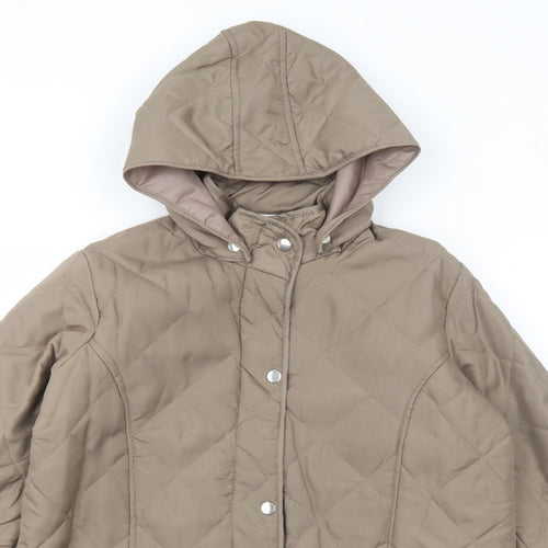 Anne De Lancay Womens Brown Quilted Jacket Size S Zip