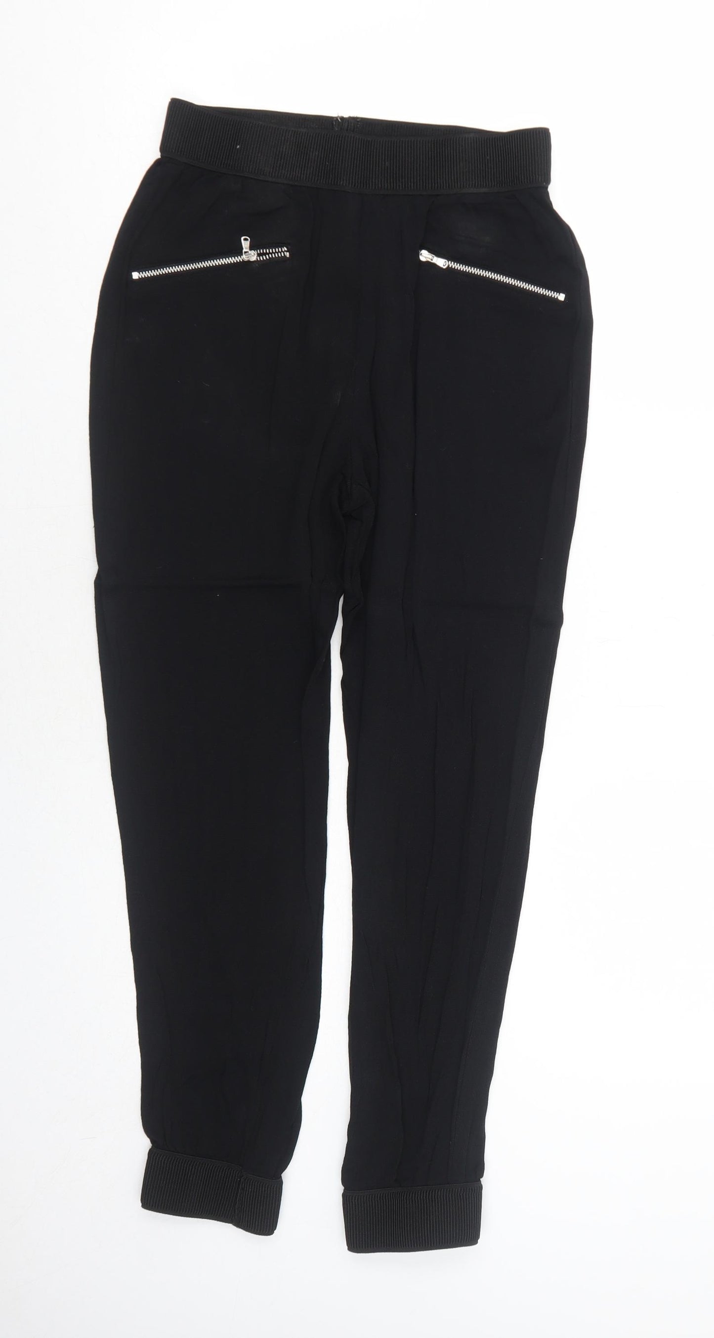 Zara Womens Black Viscose Jegging Trousers Size S Regular